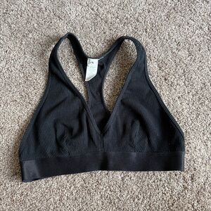 Aerie Black Ribbed Bralette Size Medium